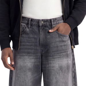 <b>Mens</b> <b>Wide</b> <b>Leg</b> Jeans Vintage Grey Washed Denim Pants Loose Fit Casual Streetwear <b>Trousers</b> Fashion Cotton Full Length Pants - Product Image 3