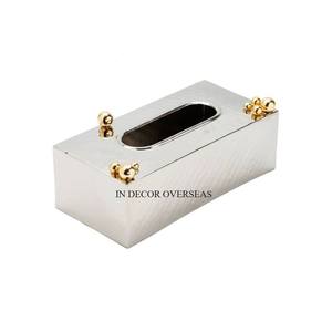 Porte-serviettes en métal de qualité supérieure et boîte à mouchoirs avec fleurs plaquées or - Product Image 5