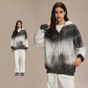 Custom Men's Vintage Washed Oversized Loose <b>Thin</b> <b>Hoodie</b> with 3D Embroidery 100% Cotton Winter 420gsm for Men - Product Image 3