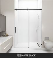 Porte de douche coulissante sans cadre au design moderne, en verre trempé facile à nettoyer, kit d'enclos de salle de bain sur mesure pour hôtel et villa