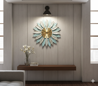 Elegante Reloj de pared de girasol multicolor, hermoso diseño decorativo para el hogar, sala de estar y decoración de sala de estar