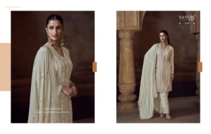 Costume gracieux Chinon Salwar présentant un travail de séquence de broderie détaillée entièrement cousu taille libre parfait pour une tenue de fête - Product Image 2