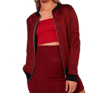 Meilleure vente Blouson aviateur pour femme prix de gros Veste universitaire avec doublure respirante en nylon viscose Type de traitement tricoté - Product Image 1