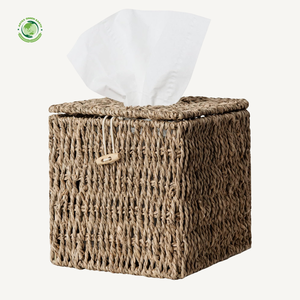 Support de boîte à mouchoirs en jonc de mer avec couvercle Vaisselle Ustensiles de cuisine Écologiquement et sans danger pour la santé Produits vietnamiens en gros. - Product Image 5