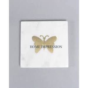 Butterfly Designer Customized Color Solid Marble Classic <b>Heat</b> Resistant Luxury Eco-Friendly <b>Coasters</b> Finest Quality Table Carton - Product Image 1