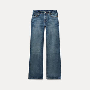 Pantalon évasé taille haute personnalisé pour femmes denim respirant délavé en foncé style bootcut confortable pour une tenue décontractée - Product Image 3