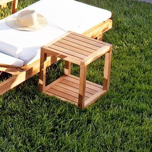 Modern Flat Solid Teak <b>Wood</b> Outdoor Sun Lounger with Multi-Position Adjustable Backrest Cushion - Product Image 3