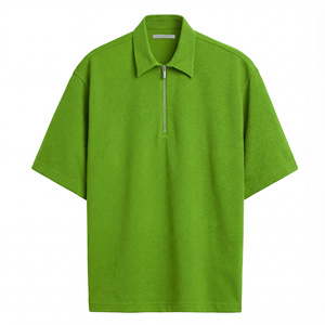 Polo zippé élégant pour homme, manches courtes, confortable, décontracté, pour la gym, les activités de plein air, le sport, respirant, mélange de coton - Product Image 1