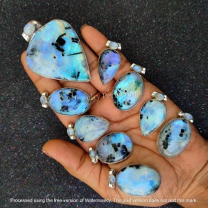 Colgantes de Plata de Alta Calidad con Turmalina Azul y Piedra Lunar, Biselado, Estilo Moderno, Varias Formas, Dijes de Cristal para Boda, Moda - Product Image 2