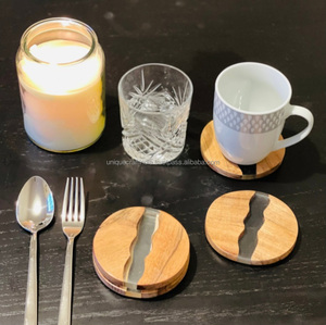 Handmade Modern Minimalist Wood and Resin Coaster Set Round <b>Fairy</b> Style for Chic Interiors for Crafts <b>Gifts</b> - Product Image 1