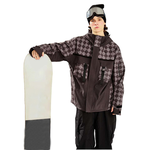 Ropa de esquí personalizada OEM para exteriores, chaqueta de nieve impermeable, ropa para la nieve en negro y marrón - Product Image 3