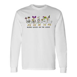 Maglietta a Maniche Lunghe 'Mardi Goose on the Loose 2026' - T-Shirt Promozionale per il Mardi Gras della Louisiana - Product Image 2