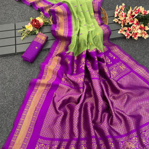 Belle soie de coton lourd Saree dernière exclusive élégante Blouse ethnique fantaisie fête mariage mariée porter femmes fille la plus vendue - Product Image 1