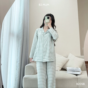 Cool Plaid <b>Linen</b> Maternity Outfit B205B Sweat-Absorbent for Pregnant <b>Women</b> Wholesale Price - Product Image 5