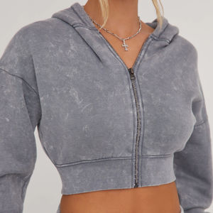 Conjunto Deportivo de 2 Piezas para Mujer, Estilo Streetwear, Lavado Ácido, con Parches Bordados, Corte Recortado, Transpirable, Novedad 2026 - Product Image 3