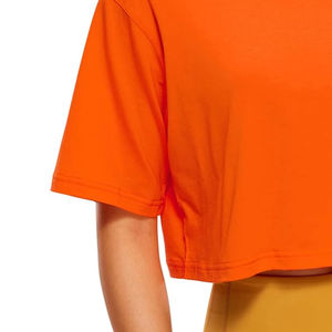 เสื้อยืดครอปสำหรับผู้หญิงเสื้อครอปสีส้มผ้าฝ้าย100% เสื้อครอปสำหรับออกกำลังกายลำลองเสื้อครอป - Product Image 6