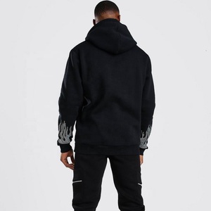 Sweat à capuche imprimé évasé en strass personnalisé de haute qualité avec logo, sweat à capuche en coton unisexe pour hommes, fabricant d'usine - Product Image 2