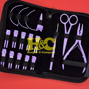 Purple Hair Extension <b>Tools</b> <b>Kit</b> Orange Plier Scissors Needles Pouch <b>Mini</b> Hair <b>Tool</b> <b>Kit</b> Stainless Steel Tape Clip Loop logo - Product Image 4