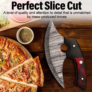 Hacha de pizza personalizada de calidad superior, hoja de acero inoxidable, herramienta de cocina Industrial, Funda de cuero, embalaje personalizado de Color - Product Image 6