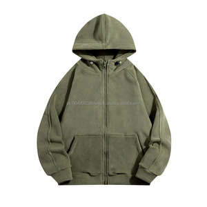 600g Heavyweight Soft 95% polyester 5% spandex Fleece <b>Hooded</b> Zipper Sweatshirt Men's Warm No Drawstring <b>Zip</b> Up Hoodies - Product Image 2