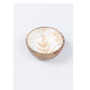 Ensaladera de madera decorativa de esmalte hecha a mano de dos colores, cuenco de madera de mango de diseño impreso personalizable para uso multiusos - Product Image 5