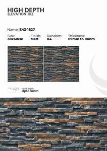 Murs d'accentuation intérieure haut de gamme formés avec des carreaux de porcelaine mats à haute profondeur de 300x600 mm - Product Image 4