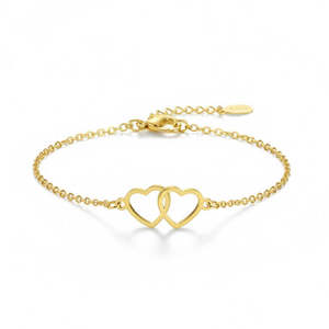 สร้อยข้อมือฮอลล์มาร์ค ไฟน์ ชาร์ม เงินแท้ รูปหัวใจคู่รัก ชุบทอง - Product Image 3