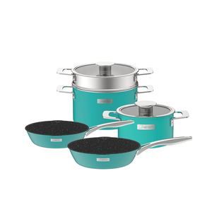 Elmich Hera EL-8134สเตนเลสไร้รอยต่อสไตล์อเมริกันหม้อไอน้ำขนาด18ซม. 22ชิ้น20ชิ้นกระทะขนาด26ซม. สีเทอร์คอยส์ - Product Image 6