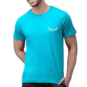 T-shirt rouge uni à col rond et manches courtes pour homme avec logo, décontracté, respirant, coupe jersey, longueur standard - Product Image 5