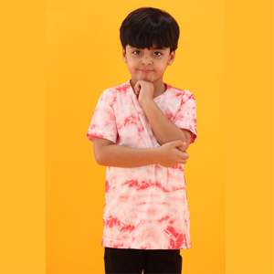 T-shirt tricoté en pur coton rose à col rond et manches mi-longues pour garçons, 100% - Product Image 5