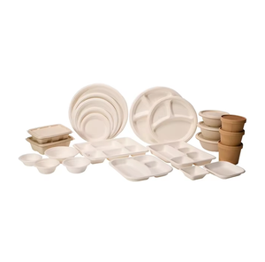 Plateau de repas 5 CP Vaisselle jetable biodégradable écologique à base de bagasse de canne à sucre - Product Image 1