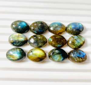 12pcs 12x16mm Ovale Coupe Labradorite Naturelle Lâche Multi Feu Cabochon Pierres Précieuses 12 Pièces Ensemble - Product Image 5