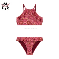 Bikini string pour enfants personnalisé à motifs solides et imprimés pour jeunes filles maillot de bain 1 pièce Vente en gros