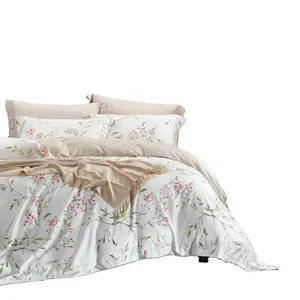 Conjunto de cama de bambu estampado, roupa de cama de bambu com estampa, tamanho king, roupa de cama, 100% algodão