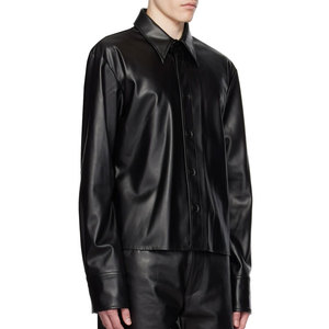 Ropa de calle de calidad superior para hombre, camisas de cuero para hombre, elegantes camisas de cuero informales con ajuste Sim a la moda - Product Image 2