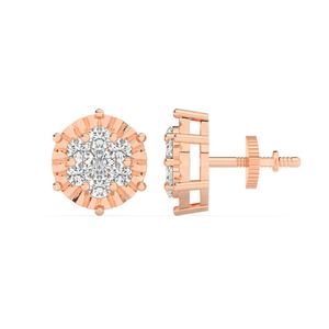 ต่างหูเพชรทรงกลมแบบติดหู, ต่างหูเพชรเลี้ยงในห้องปฏิบัติการแบบเกลียว, เครื่องประดับทองคำแท้ 14k สีเหลือง - Product Image 5