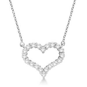 สร้อยคอจี้เพชรโอเพ่นฮาร์ท 3.10 กะรัต ทำจากทองคำขาว 14k - Product Image 2