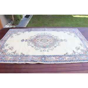 Alfombra Turca Vintage de Lana Azul, 6x9.6 pies (184x293 cm) - Product Image 3