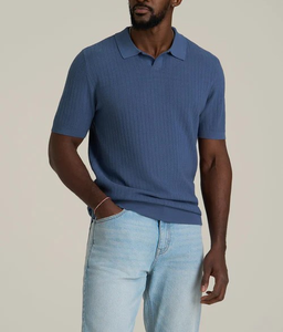 Hot Selling Summer Quick Dry Johnny Collar Short Sleeve <b>Men's</b> Golf <b>Polo</b> Shirt OEM Service Pique 50% Cotton/50% Polyester 220 GSM - Product Image 5