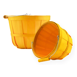 ตะกร้าบุชเชลทำจากไม้ทรงกลมขนาดใหญ่พร้อมที่จับตะกร้าแอปเปิ้ลสีเดียวงานหัตถกรรมจากเวียดนาม - Product Image 2