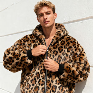 Sudadera con Capucha Personalizada con Estampado de Leopardo para Hombre, Sudadera con Capucha Gruesa con Cremallera, Holgada, Estilo Vintage, Estampada, Unisex - Product Image 3