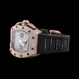 Montre Hip Hop pour hommes élégante VVS Clarity Moissanite Brilliant Cut Diamonds Wood Rubber Analog Glass Window Tourbillon Fashion - Product Image 2