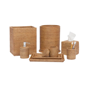 Meilleures ventes d'ensemble d'accessoires de salle de bain en rotin écologique pour les hôtels décorations pour la maison faits à la main grossistes du Vietnam - Product Image 2