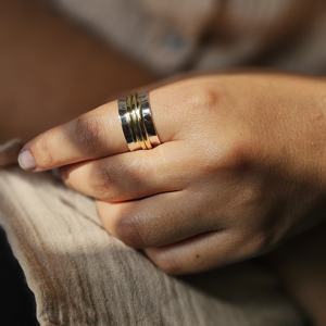 Bague en laiton argenté Belle bague en laiton argenté bague de méditation cadeau pour Noël - Product Image 1