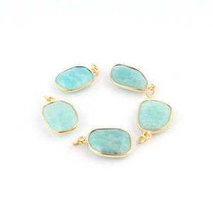 Conector de bisel de amazonita natural, conector colgante de fianza única, colgante de dijes diy para fabricación de joyas - Product Image 1