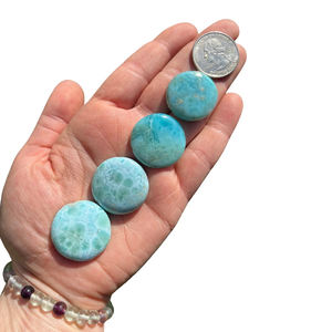 Larimar de República Dominicana, Gema Natural de Calidad 3A, Venta al por Mayor, 3-21 MM, Forma Redonda, Diseño de Cúpula, Accesorios de Joyería Fina - Product Image 1