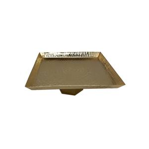 Square Shape Single <b>Tier</b> Metal <b>Cake</b> <b>Stand</b> Gold Finished for Birthday Event Party Display <b>Stand</b> Wholesale Handmade Bulk - Product Image 1