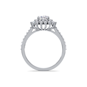 Bague de fiançailles de luxe avec diamant de laboratoire taille coussin de 1,50 ct et double halo |   Argent sterling 925 massif |   Certifié IGI vintage - Product Image 4