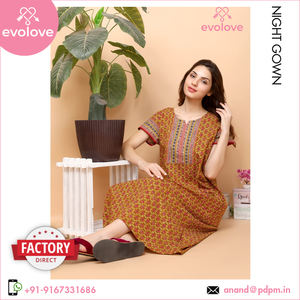 ชุดนอนผ้าฝ้าย100% สำหรับผู้หญิงชุดนอนยาวงานถักทอมีหลายสีและขนาด - Product Image 5