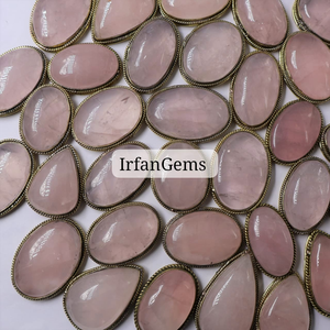 Pendentifs et bagues en quartz rose faits à la main, pierres pour la fabrication de bijoux, quartz rose 100% naturel, pendentif rainuré, pierres précieuses en vrac - Product Image 3